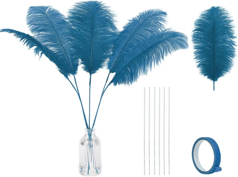 Holmgren Turquoise Ostrich Feathers Bulk - 20pcs Making Kit 22 Inch Boho Ostrich Feathers for Vase, Floral Arrangement, Wedding Party Centerpieces and Home Decorations (Turquoise) - Image 1